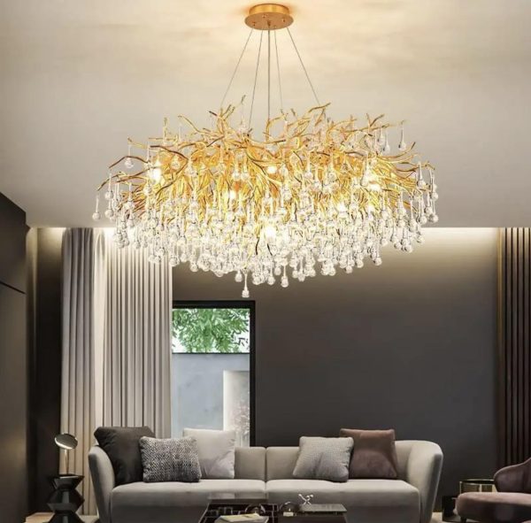 Луксозен полилей, 80см, модерен дизайн, DM Luxury Dining 800, златист – изискан аксесоар за хол, трапезария или офис