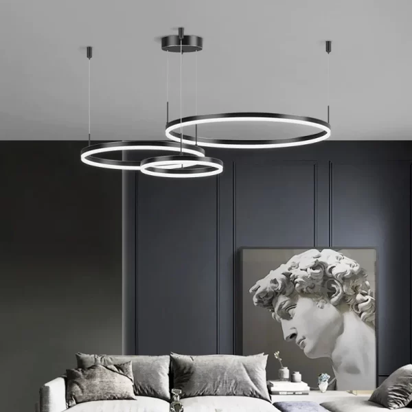 Впечатляващ LED csillár, DM203003/3, с дистанционно управление, 3 вида светлина, регулируема височина, 160W, черен – Изискан аксесоар за премиум пространства