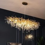 Артистичен полилей, 160x60см, кристали и златна структура, DM Luxury Dining 1600 – Елегантност и изтънченост за луксозни интериори