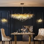 Артистичен полилей, 160x60см, кристали и златна структура, DM Luxury Dining 1600 – Елегантност и изтънченост за луксозни интериори