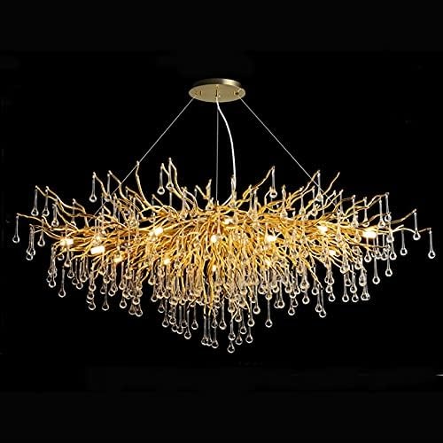 Артистичен полилей, 160x60см, кристали и златна структура, DM Luxury Dining 1600 – Елегантност и изтънченост за луксозни интериори