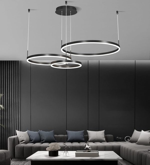 Премиум LED полилей с дистанционно управление, DM3651/40+60+80CM, 102W, Черен – Модерен дизайн и функционалност за съвременни пространства