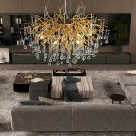 Луксозен полилей, 80см, модерен дизайн, DM Luxury Dining 800, златист – изискан аксесоар за хол, трапезария или офис