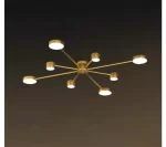 Луксозен LED полилей с 8 рамена, DM9029-8, златист, 96W – Многофункционално осветление с дистанционно управление и регулируема интензивност за премиум декори