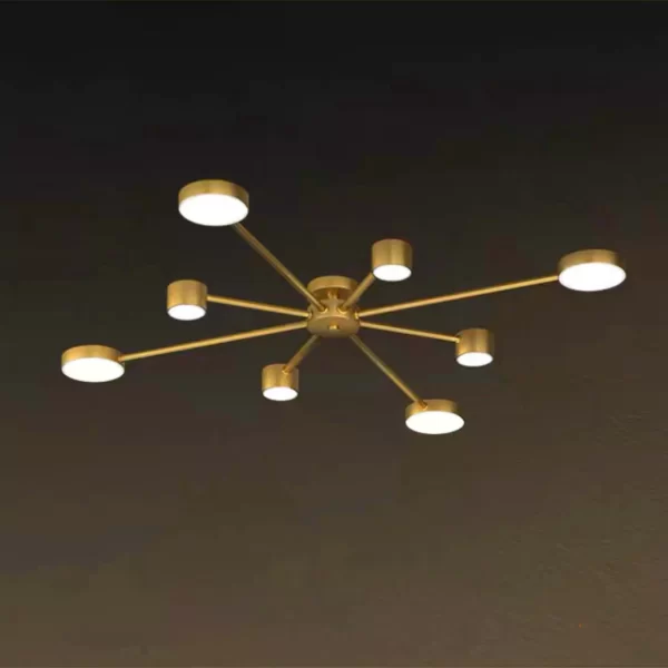 Луксозен LED полилей с 8 рамена, DM9029-8, златист, 96W – Многофункционално осветление с дистанционно управление и регулируема интензивност за премиум декори