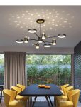Луксозен LED csillár DM9080/4+4+1, Черно/Златно – Елегантно Осветление с 9 LED Източника за Изискана Атмосфера