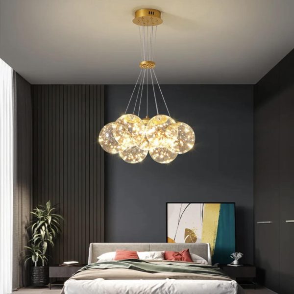 Луксозен висящ csillár DM5171/7 Златен с 7 LED източника – Перфектно решение за елегантно осветление във всяка стая