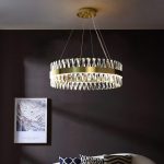 Луксозен LED полилей, модел DM8832/600, текстура кристал и метал, 74W, златист – модерно осветление за вашия елегантен хол