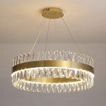 Луксозен LED полилей, модел DM8832/600, текстура кристал и метал, 74W, златист – модерно осветление за вашия елегантен хол