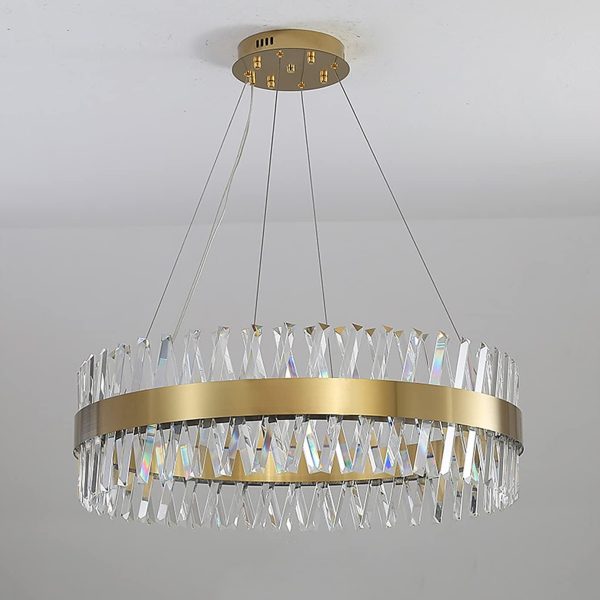 Луксозен LED полилей, модел DM8832/600, текстура кристал и метал, 74W, златист – модерно осветление за вашия елегантен хол