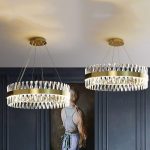 Луксозен LED полилей, модел DM8832/600, текстура кристал и метал, 74W, златист – модерно осветление за вашия елегантен хол