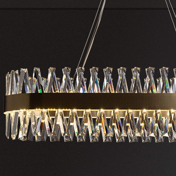 Луксозен LED полилей, модел DM8832/750*300, текстура кристал и метал, 100W, златист – Елегантно осветление за всекидневни и луксозни стаи