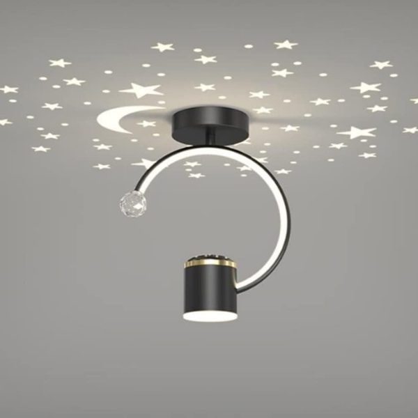 Елегантен LED плафон с декорация на звезди, DM9119 Черен – Модерно осветление за спалня или хол