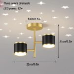 Модерен LED плафон с ефект на звездно небе, DM9105 Черно/Златно – Премиум осветление за спалня или хол
