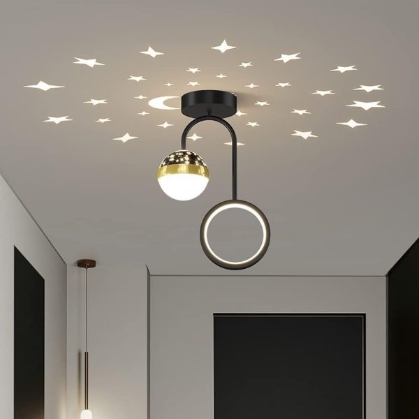 Елегантен LED плафон с ефект на звездно небе, DM9200 Черен, 30W – 3 вида светлина за изискан декор
