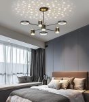 Луксозен LED csillár DM9080/4+4+1, Черно/Златно – Елегантно Осветление с 9 LED Източника за Изискана Атмосфера