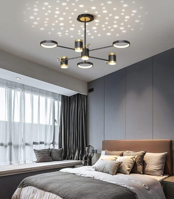 Луксозен LED csillár DM9080/4+4+1, Черно/Златно – Елегантно Осветление с 9 LED Източника за Изискана Атмосфера