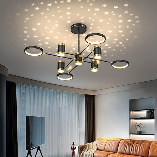 Луксозен LED csillár DM9080/4+4+1, Черно/Златно – Елегантно Осветление с 9 LED Източника за Изискана Атмосфера