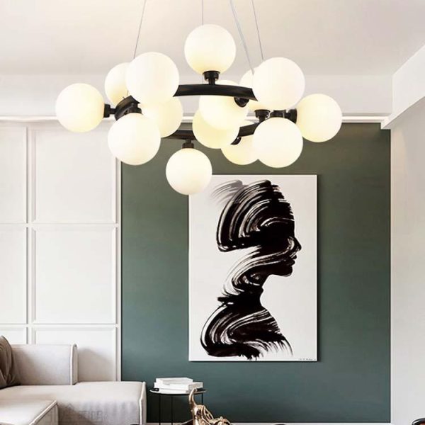 LED полилей Luxury DM1010-15 Черен с глобуси – Модерен дизайн и луксозно осветление за елегантни стаи