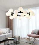 LED полилей Черен DM1010-45 с флорален дизайн – Модерен полилей, който предлага топло осветление и изискан естетически вид