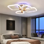 LED csillár с контрол на цветовете и интензитета, DM1011-2+2RGB Златен – Персонализирано осветление с 5 източника на светлина