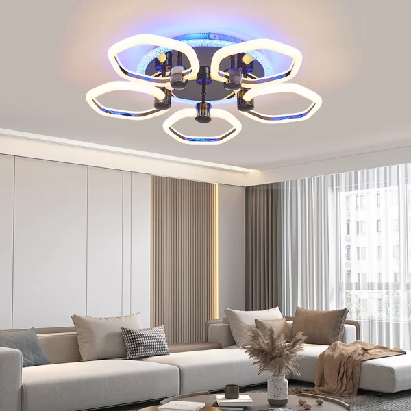 LED csillár с 5 източника на светлина и RGB контрол DM1005-5RGB Черен – Цветно и персонализирано осветление за всяка атмосфера