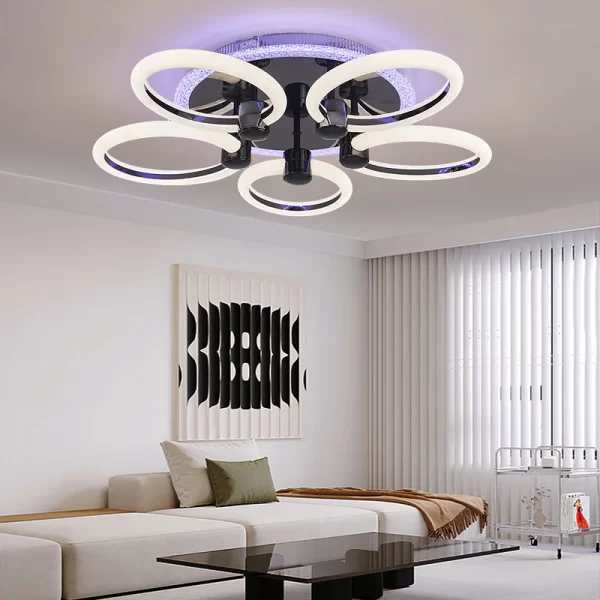 LED csillár Черен DM1003-5RGB – Регулируемо RGB осветление с елегантни пръстени и 5 източника на светлина