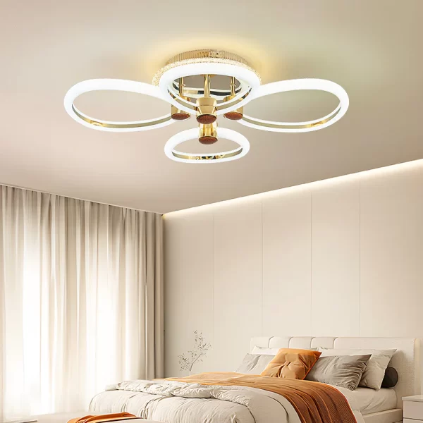 Модерен LED csillár Злато DM1006-2+2RGB – Включено дистанционно управление и регулируемо RGB осветление за елегантна атмосфера
