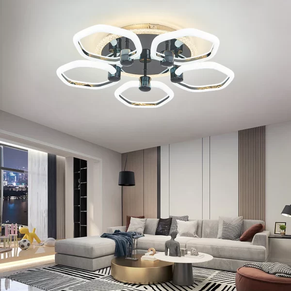 LED csillár с 5 източника на светлина и RGB контрол DM1005-5RGB Черен – Цветно и персонализирано осветление за всяка атмосфера