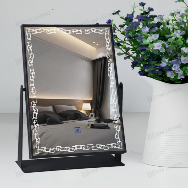 LED настолно огледало Черно 30x41см Модел DM3041-N – Компактен дизайн с модерно задно осветление и практична функция