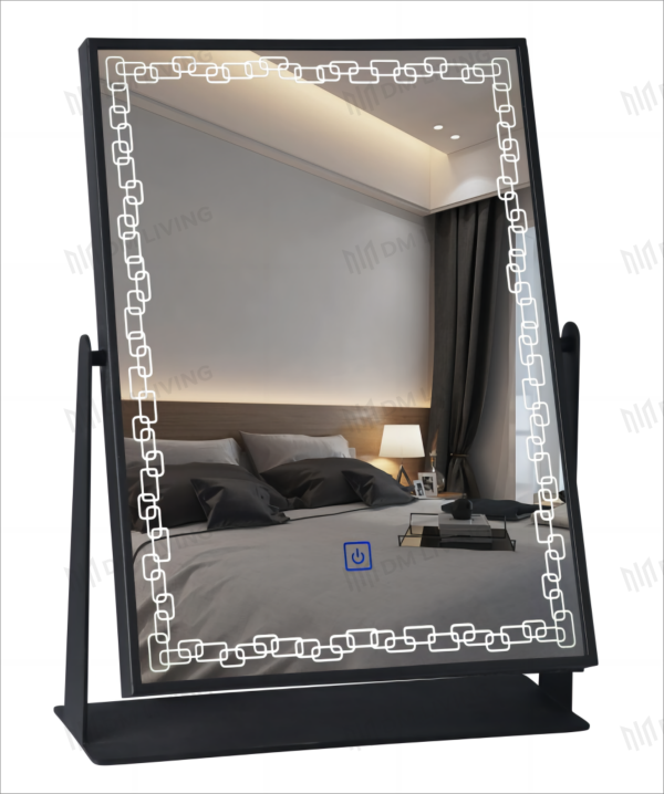 LED настолно огледало Черно 30x41см Модел DM3041-N – Компактен дизайн с модерно задно осветление и практична функция