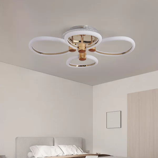 Модерен LED csillár Злато DM1006-2+2RGB – Включено дистанционно управление и регулируемо RGB осветление за елегантна атмосфера
