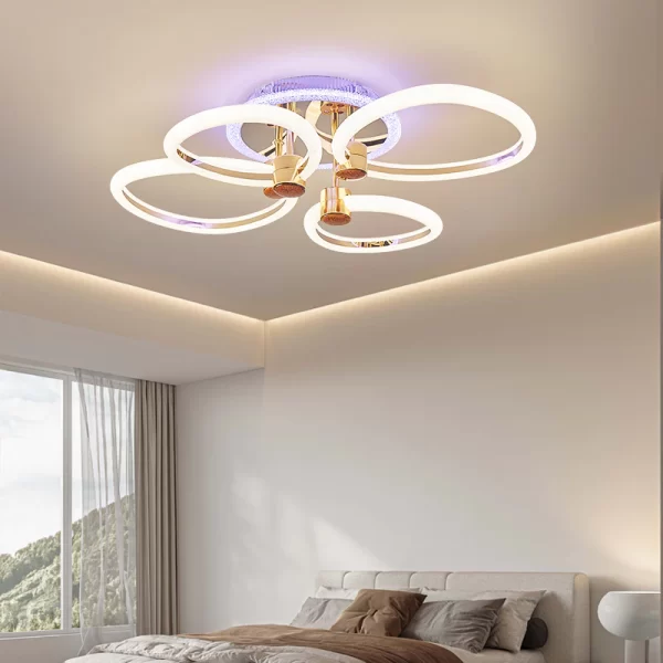 Модерен LED csillár Злато DM1006-2+2RGB – Включено дистанционно управление и регулируемо RGB осветление за елегантна атмосфера