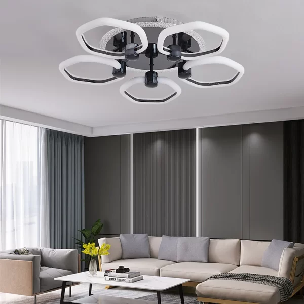 LED csillár с 5 източника на светлина и RGB контрол DM1005-5RGB Черен – Цветно и персонализирано осветление за всяка атмосфера