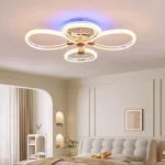 Модерен LED csillár Злато DM1006-2+2RGB – Включено дистанционно управление и регулируемо RGB осветление за елегантна атмосфера