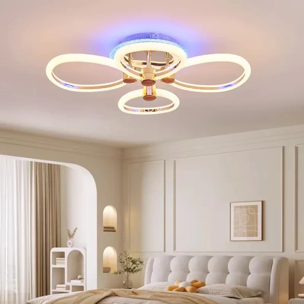 Модерен LED csillár Злато DM1006-2+2RGB – Включено дистанционно управление и регулируемо RGB осветление за елегантна атмосфера