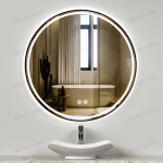 LED огледало в черно, 70x70см, модел DM016 – модерен дизайн с осветителна лента за вашата баня
