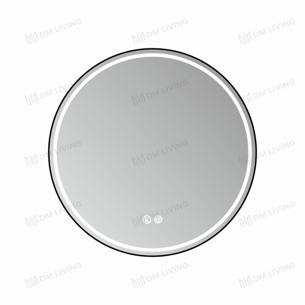 LED огледало в черно, 70x70см, модел DM016 – модерен дизайн с осветителна лента за вашата баня
