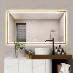 LED огледало златно 80x60см модел DM033 – Премиум задно осветление и функция против замъгляване за модерен вид