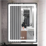 LED огледало Черно 60x80см Модел DM039 – Елегантен дизайн с подсветка и функция против замъгляване за модерна атмосфера