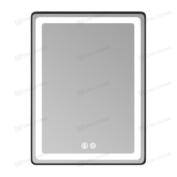 LED огледало Черно 60x80см Модел DM039 – Елегантен дизайн с подсветка и функция против замъгляване за модерна атмосфера