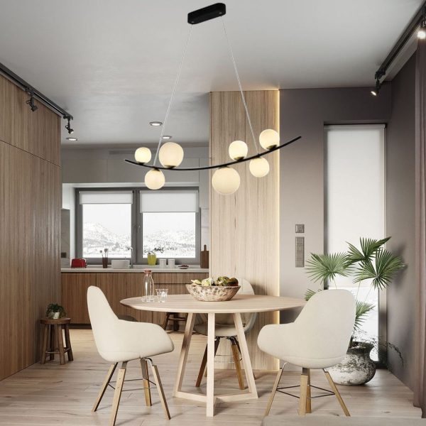 Полилей DM Living DM2076/7 Черен – Модерен дизайн със 7 абажура за елегантно осветление и изискана атмосфера