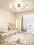Съвременен csillár с 8 светлини и бели абажури – DM Living DM1206/8 – Перфектен за модерна и светла обстановка.