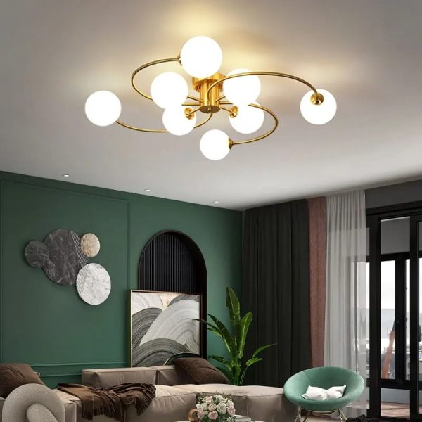 Съвременен csillár с 8 светлини и бели абажури – DM Living DM1206/8 – Перфектен за модерна и светла обстановка.