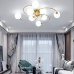 Съвременен csillár с 8 светлини и бели абажури – DM Living DM1206/8 – Перфектен за модерна и светла обстановка.