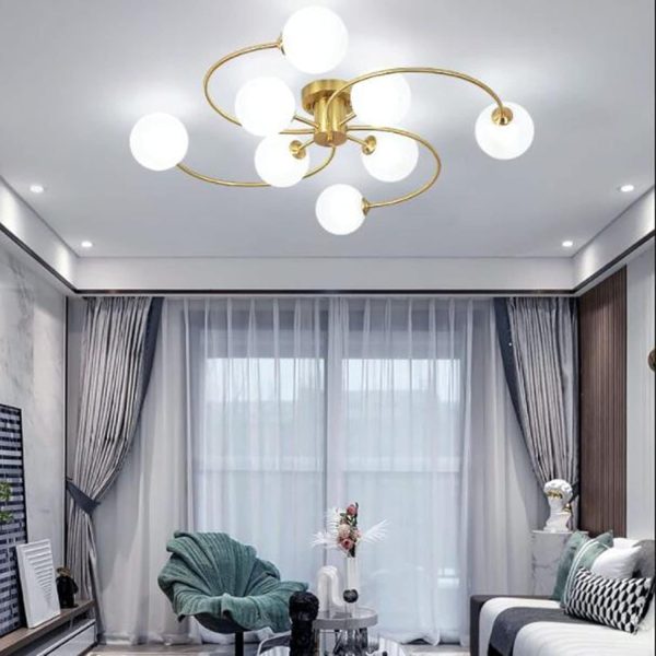Съвременен csillár с 8 светлини и бели абажури – DM Living DM1206/8 – Перфектен за модерна и светла обстановка.