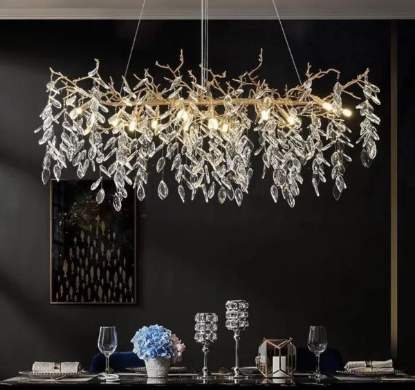 Модерен LED полилей с кристали, идеален за трапезария и хол, DM27070/1200 Златен – Елегантност и изключително осветление за изискан декор.