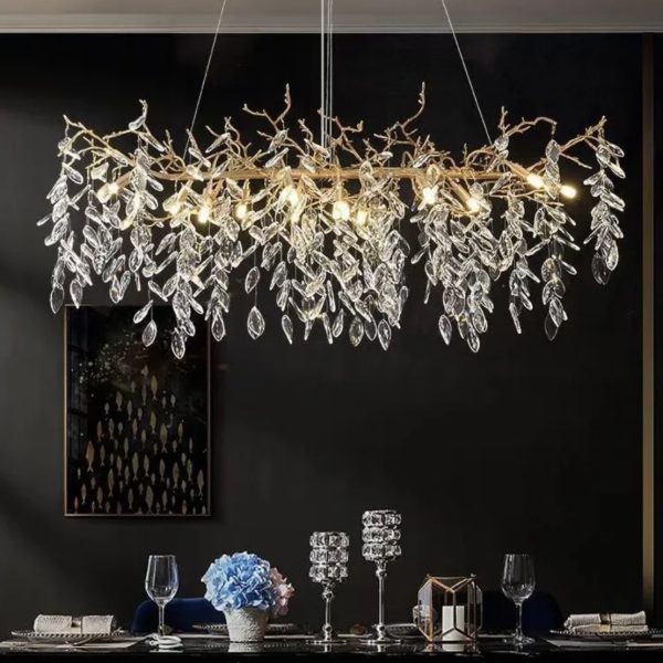 Модерен LED полилей с кристали, идеален за трапезария и хол, DM27070/1200 Златен – Елегантност и изключително осветление за изискан декор.