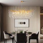 Модерен LED полилей с кристали, идеален за трапезария и хол, DM27070/1200 Златен – Елегантност и изключително осветление за изискан декор.