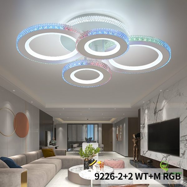 Кръгъл LED полилей с многоцветно осветление и дистанционно управление – DM9226/2+2 – Персонализирано осветление и модерен дизайн за всяко помещение.